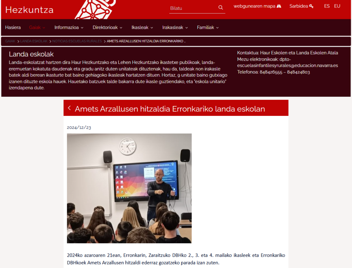 Una noticia sobre nuestra escuela en la Red de Escuelas Rurales